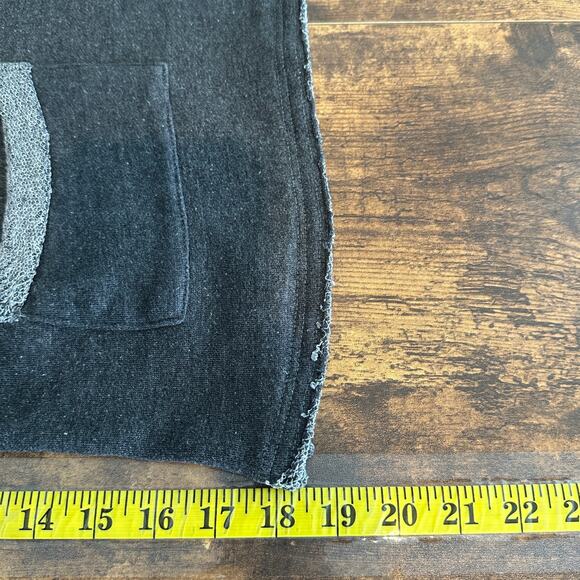 Poof Boxy Cropped Sweatshirt Medium Gray Blue Raw Hem Grunge Loungewear EUC - Picture 4 of 9